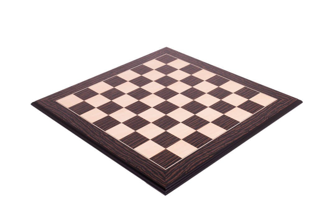 The House of Staunton Standard Traditional Chess Board - 2.25" (Tiger Ebony & Maple - Satin Finish)