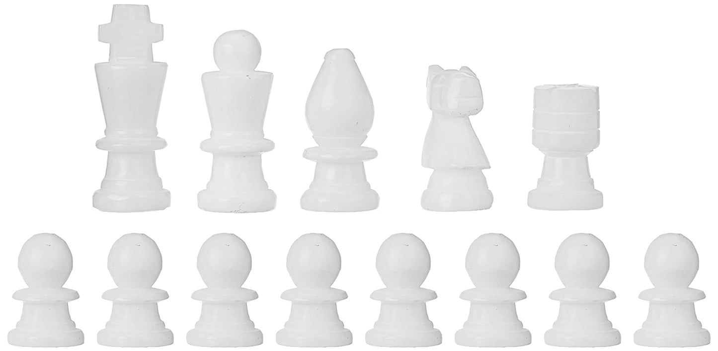 Queenza Green Marble Chess Sets for Adults Unique - 12 Inch Inlaid with Gemstones Handmade Chess Board Game with Alabaster Marble Chess Pieces Set of 32 - Tournament Chess Set with Storage