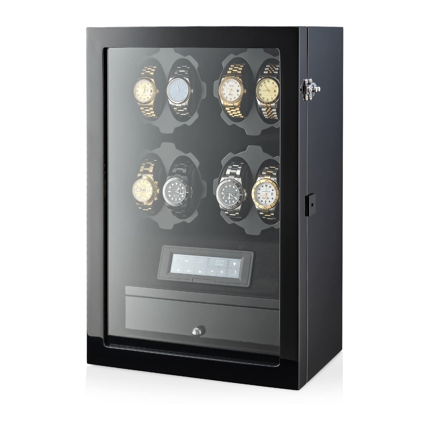 8 Watch Winder with LED Backlight and 5 Watch Storage Drawer
