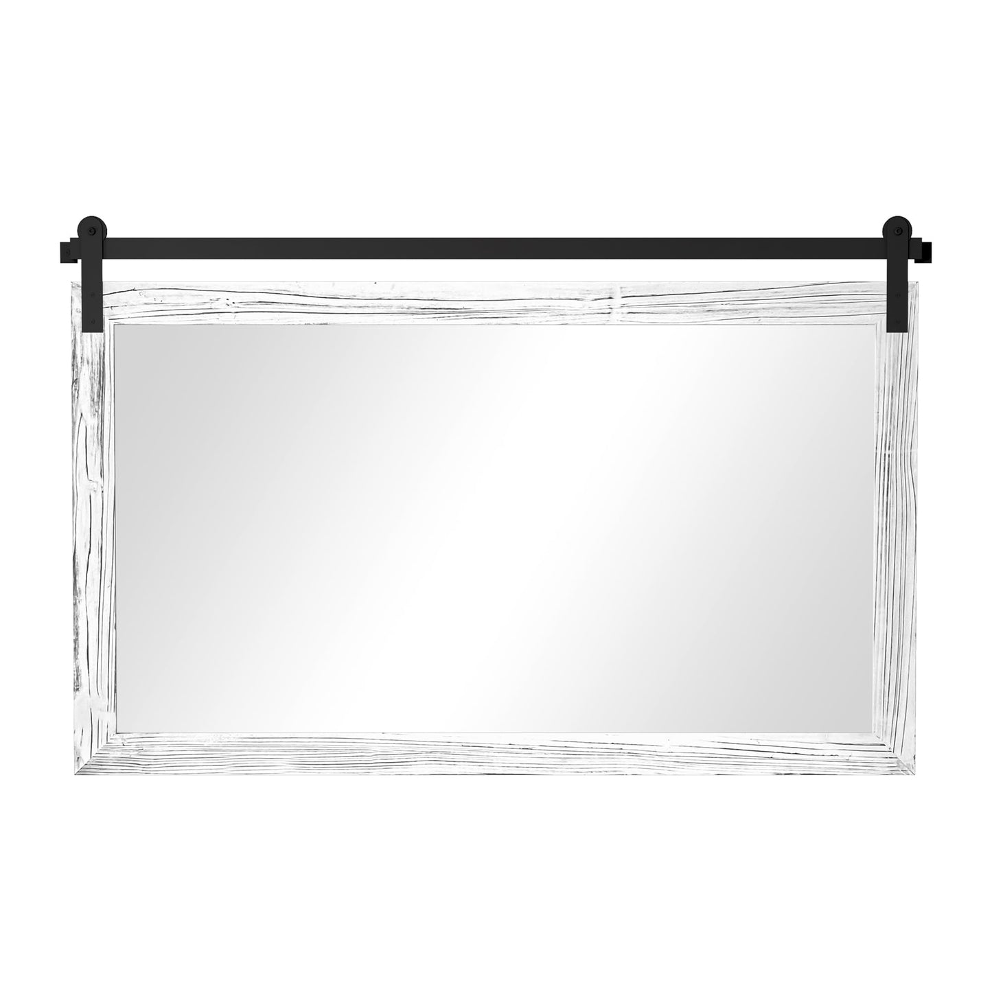 COGOOD Farmhouse Bathroom Mirror - 45 x 30 Large Rectangle Barn Door Mirror for Vanity, Bedroom, Living Room Wall Decor (White)