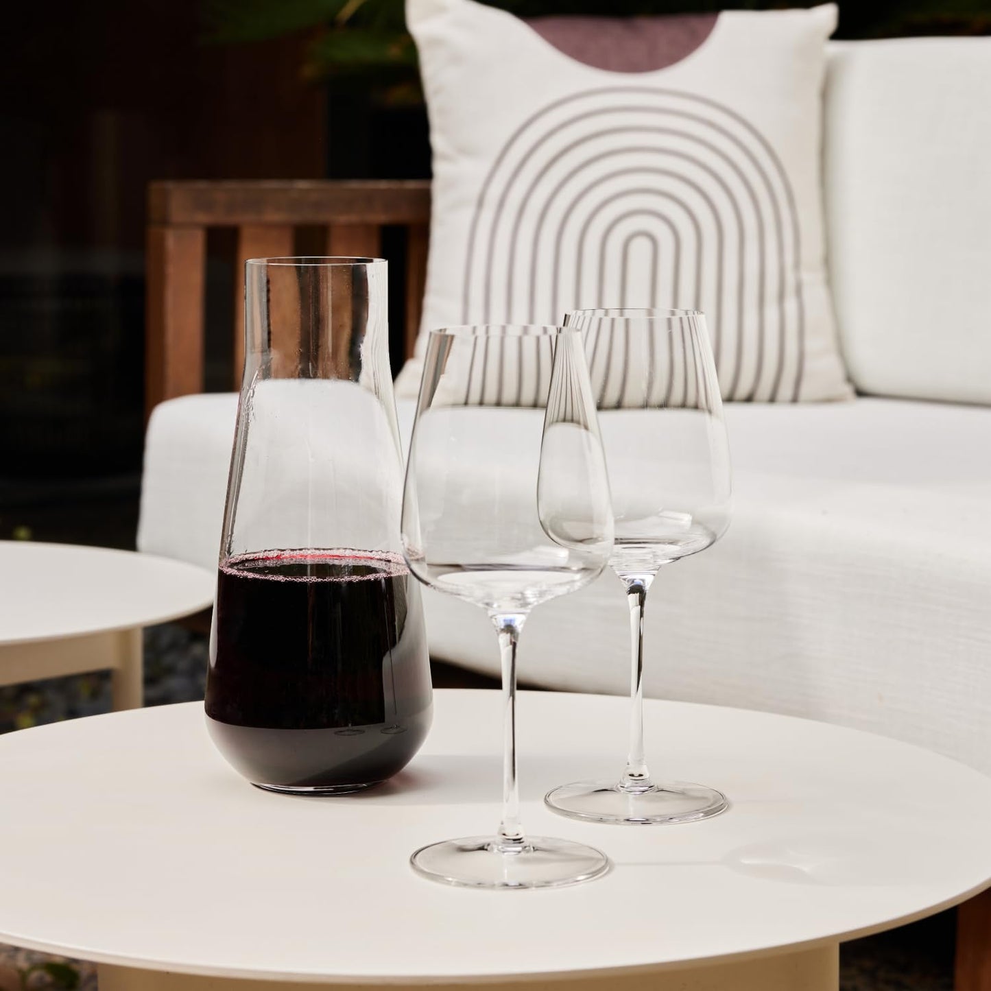 Fable Premium Wine Set - Includes 4 Crystal Wine Glasses and 1 Durable Glass Carafe - Dishwasher Safe Crystalware Bundle with Matching Carafe, Clear