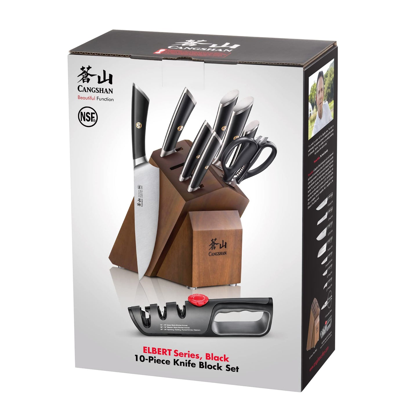 Cangshan ELBERT Series German Steel Forged Knife Block Sets (10-Piece, Black)