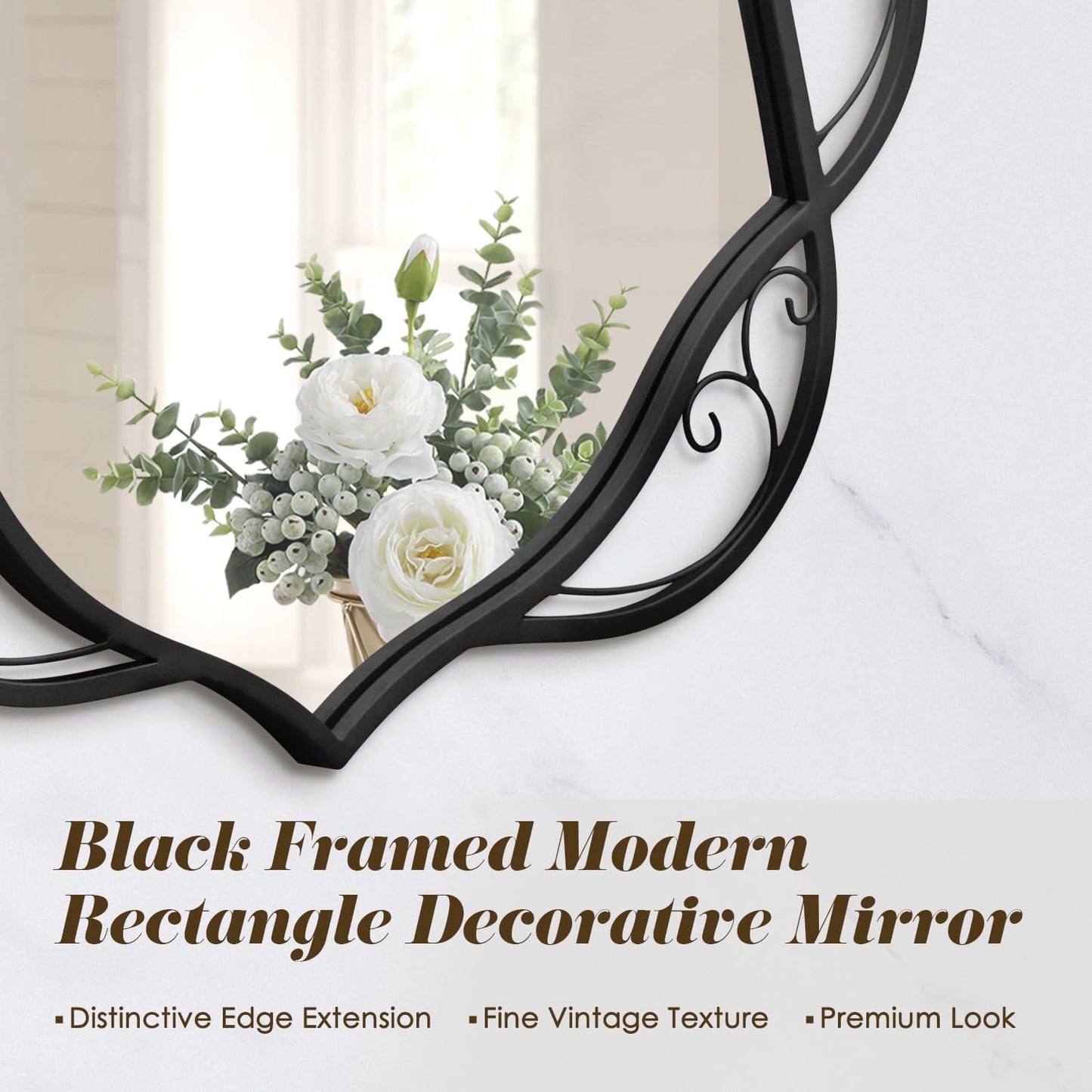 Besdomus Large Bathroom Black Mirror: 30"x60" Scalloped Modern Long Full Length Vanity Wall Mirror - Farmhouse Decorative Vertical or Horizontal Hanging for Living Room/Bathroom/Hallway/Bedroom
