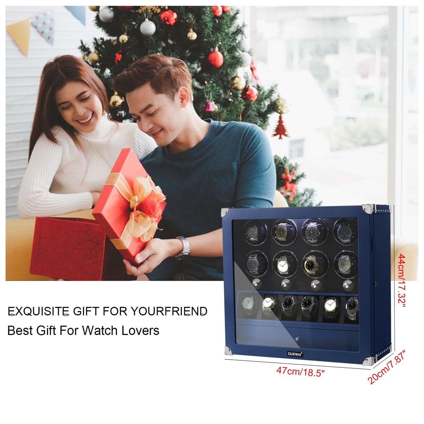 DUKWIN Watch Winder for 8 Automatic Watches, Lockable,6 Watch Storage Places and Jewelry Storage, Super Quiet Mabuchi Motor