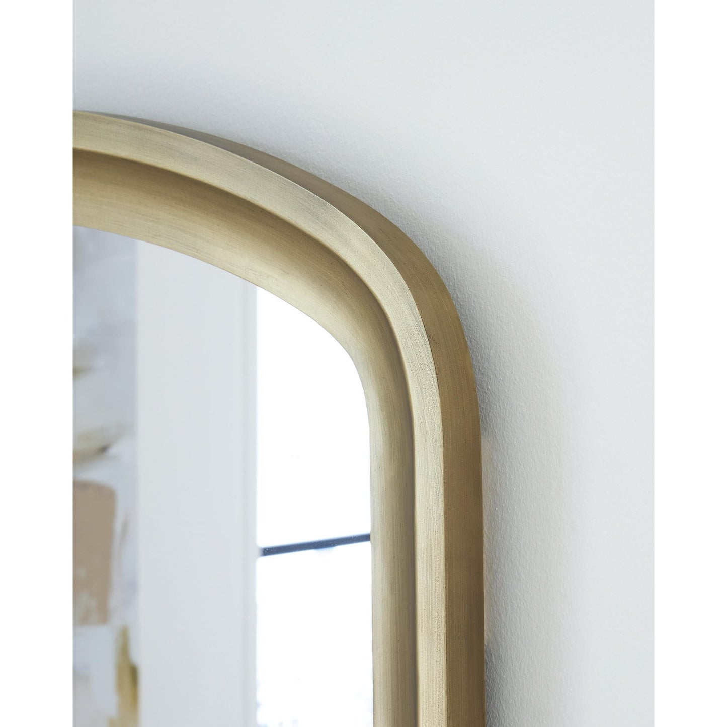 Signature Design by Ashley Fintan Modern Full Length Arched Floor Mirror with Thick Frame, Gold