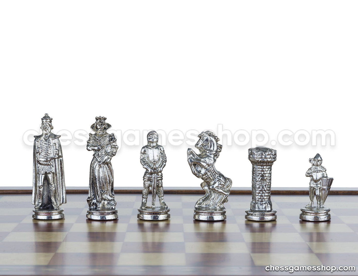 Chess and Games Shop Muba Luxury Handmade Chess Set - Brass Chessmen, Rosewood Mosaic Chess Board - Gift Item, 2 Players, Age 8+