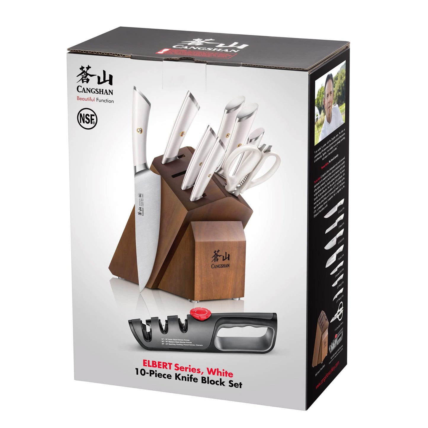 Cangshan ELBERT Series German Steel Forged Knife Block Sets (10-Piece, White)