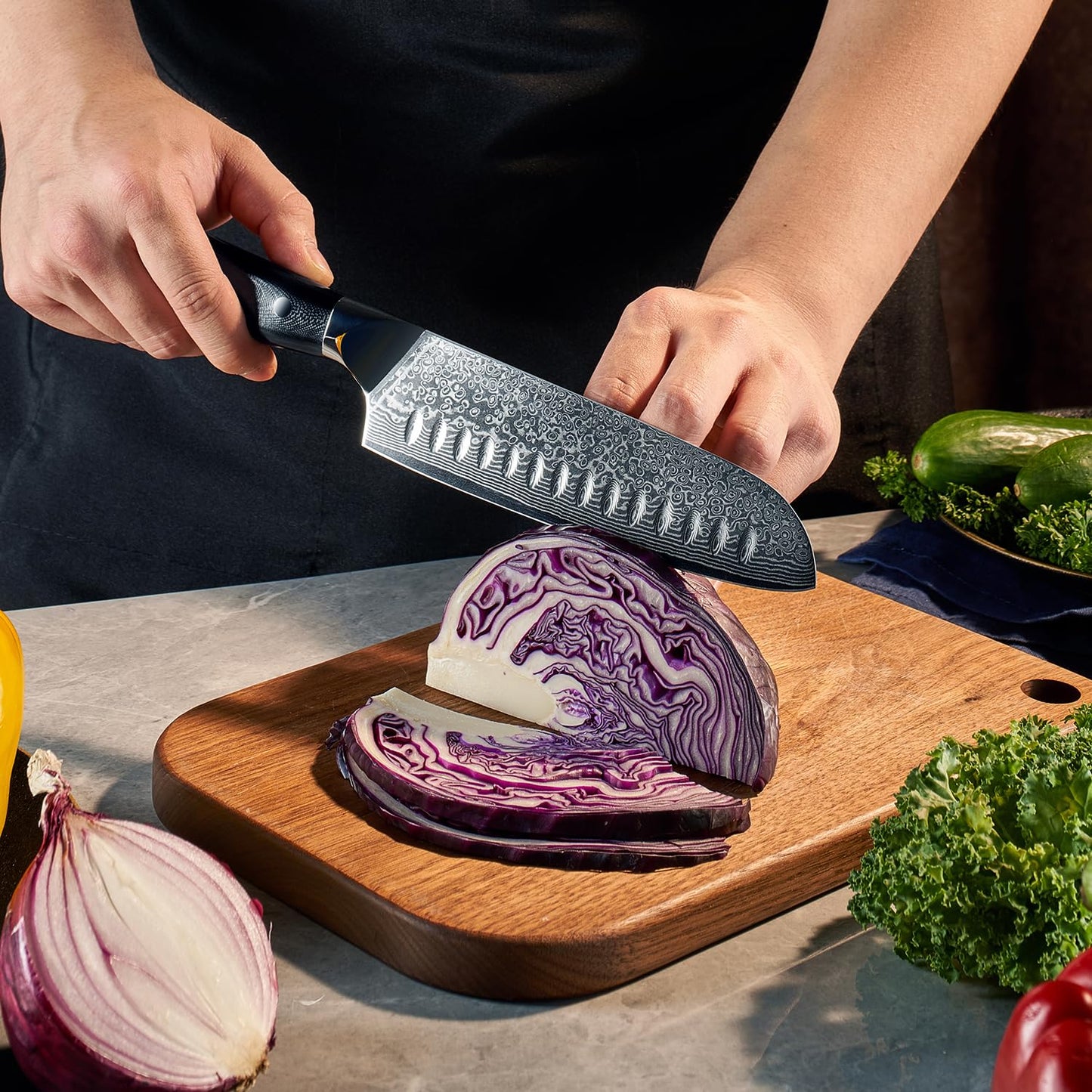 SENKEN 6-Piece Damascus Steel Kitchen Knife Set - Shogun Collection - 67-Layer Japanese VG10 Steel - Chef's Knife, Cleaver Knife, & More, Extremely Sharp Blades for Effortless Cutting, Luxury Gift Box