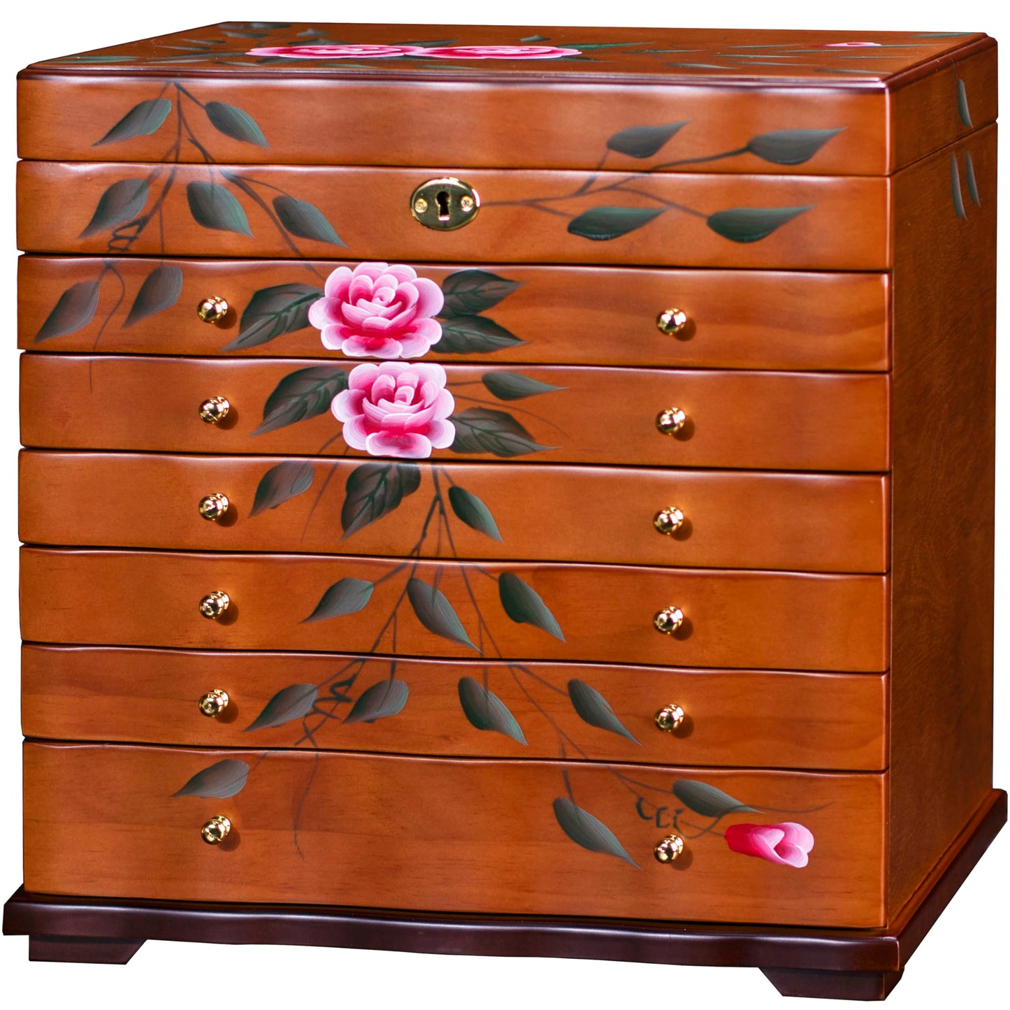 Xloverise Hand-Painted Wooden Jewelry boxes for women,large jewlrey box&organizers for necklace hanger,jewerly organizer,9-layer large capacity jewelry storage box,jewelry cabinet