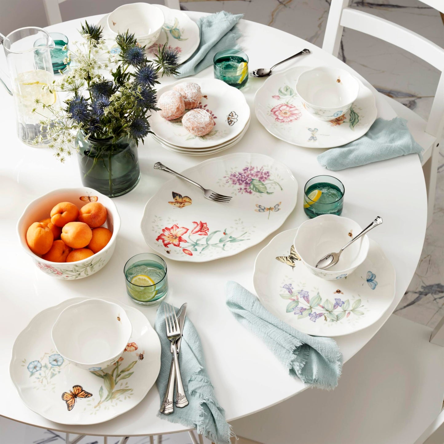 Lenox Silverware Set, Butterfly Meadow II Mirror 65-Piece Flatware Set, Service For 12, 18/10 Stainless Steel, Dishwasher Safe, Cutlery Sets, Utensils Sets, Knives Spoons & Forks (Silver, 65 Pieces)