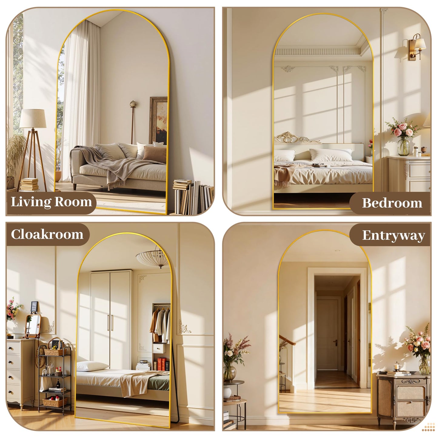Suidia Arched Oversized Full Length Mirror Floor 82"x44" - Large Freestanding Full Body Mirror with Aluminum Alloy Frame, Tempered Glass, Gold, Leaning/Wall Mounted for Bedroom, Living Room, Entrance