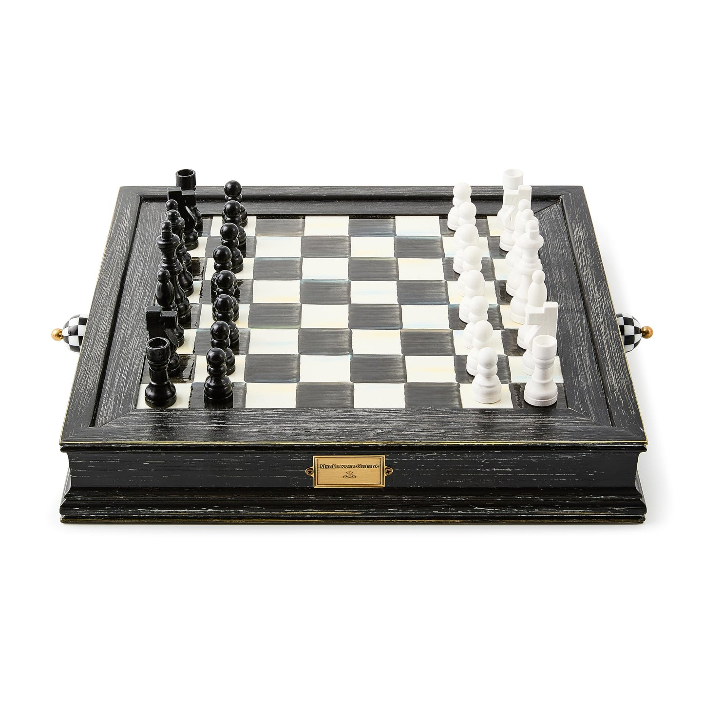 MACKENZIE-CHILDS Chess Set, Classic and Decorative Board Game, Black-and-White Courtly Check