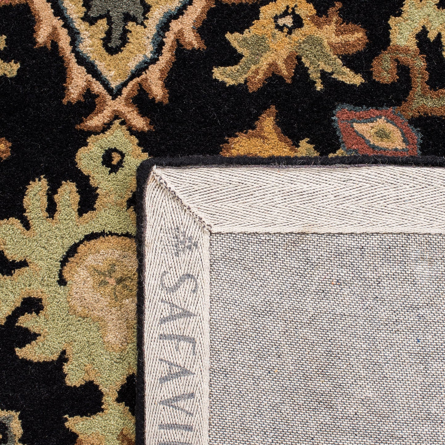 SAFAVIEH Area Rug 10x14 - Heritage Collection - Large - Black & Gold, Handmade Wool, Traditional Oriental Medallion Design, Ideal for Living Room, Bedroom, Dining Space (HG625Z)