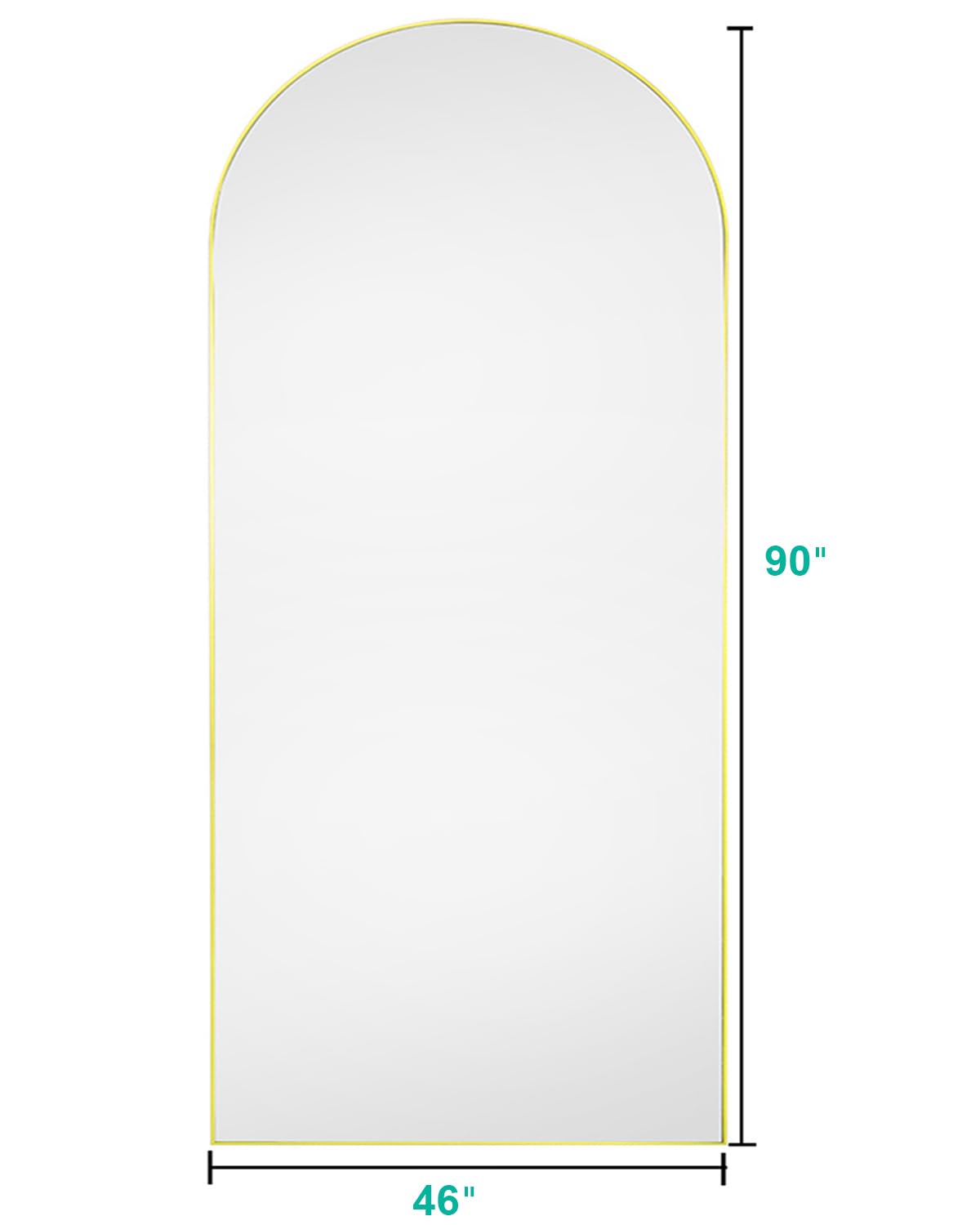 BEVERDY Arched Floor Mirror, 46" x 90" Oversized Full Body Mirror, Freestanding, Arch Mirror, Wall Mounted for Bedroom, Gold