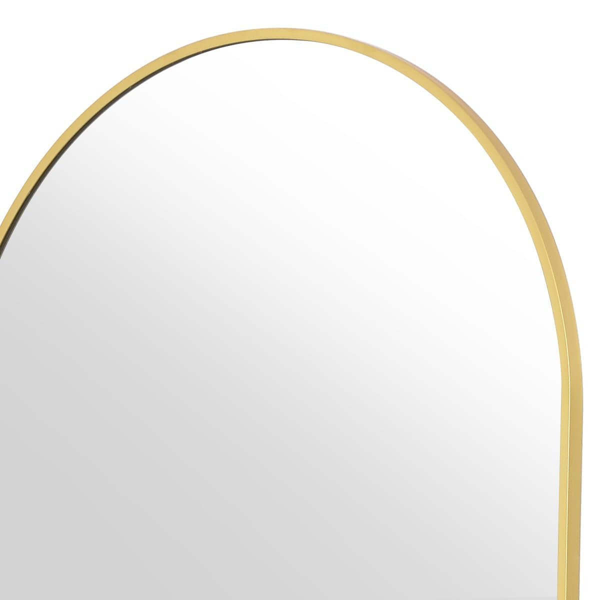 Koonmi 40"x80" Arched Full Length Mirror, Gold Large Floor Mirror with Aluminum Alloy Frame, Standing Hanging or Leaning Wall-Mounted Full Body Mirror for Living Room and Bedroom
