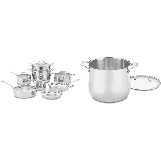 Cuisinart Contour Stainless 13-Piece Cookware Set with 12-Quart Stockpot Bundle