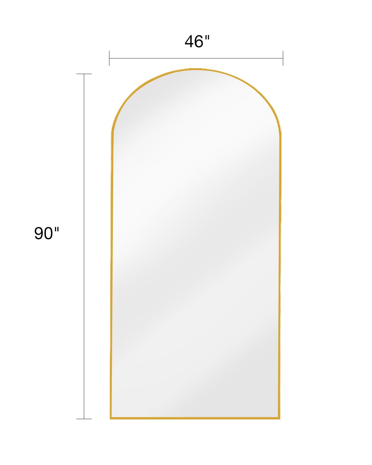 DYNWELL Arched Full Length Mirror, Floor Mirror with Stand, 90"x46" Large, Oversize, Gold