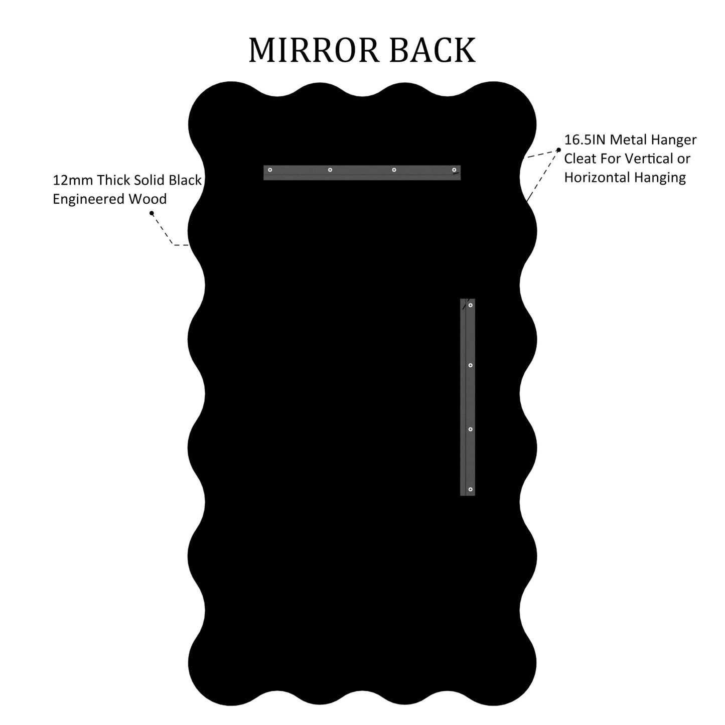 Kelly Miller 28x50 Inch Gold Scalloped Mirror, Large Rectangular Wavy Edge Bathroom Vanity Wall Mirror Decorative for Bedroom Living Room Entryway Fireplace Mantle