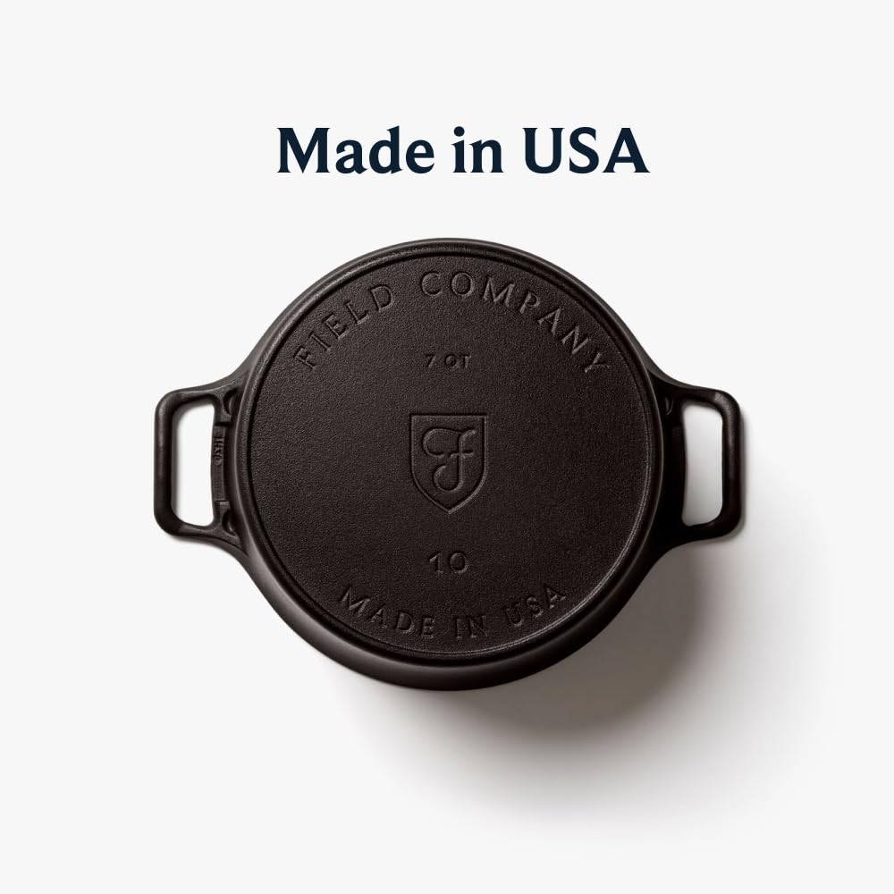 Field Company No. 10 Cast Iron Dutch Oven – 7 Quart, For Bread, Braises & Large-Batch Cooking, Pre-Seasoned, Made in USA