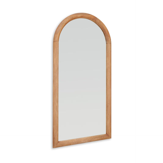 Signature Design by Ashley Dairville Casual Full Length Arched Floor Mirror with Thick Frame, Light Brown