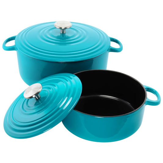 Chantal Cast Iron Dutch Oven Set, 3 and 7 qt, US Formulated Premium Enamel, Sea Blue