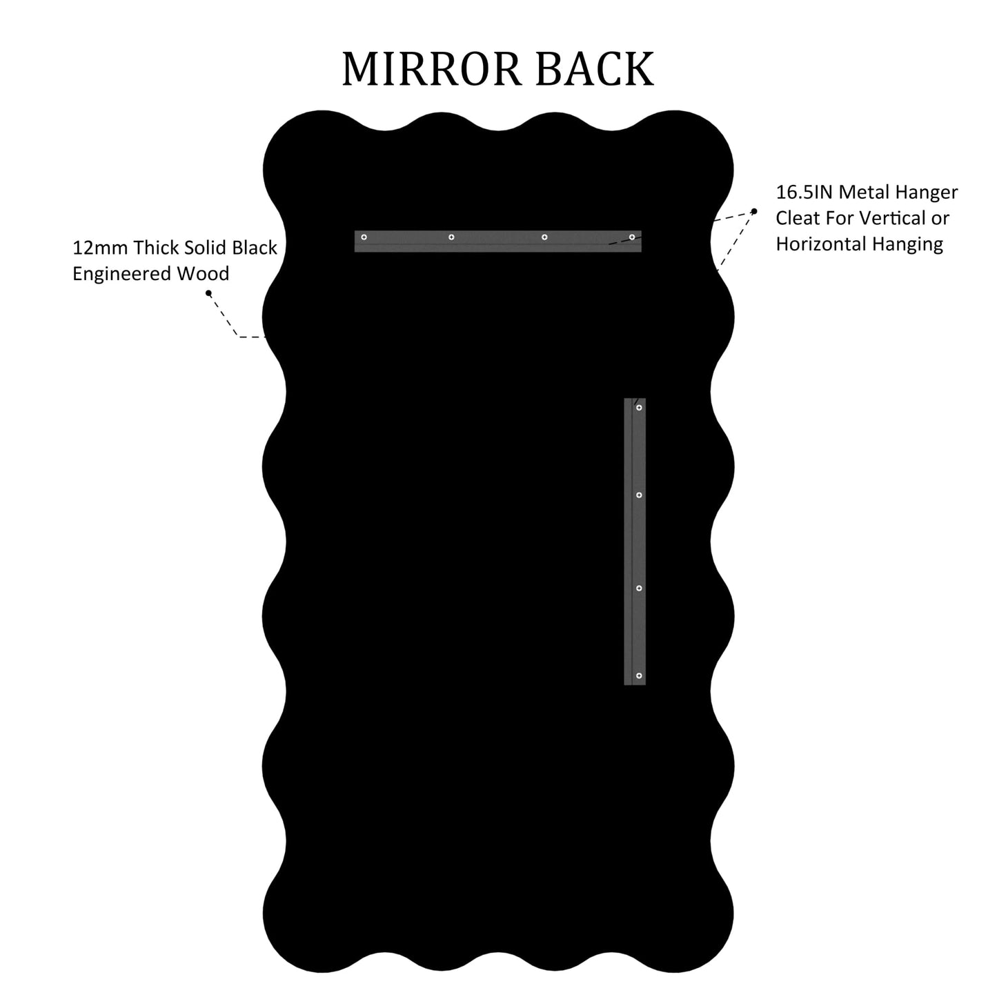 Kelly Miller 26x48 Inch Gold Scalloped Mirror, Large Rectangular Wavy Edge Bathroom Vanity Wall Mirror Decorative for Bedroom Living Room Entryway Fireplace Mantle