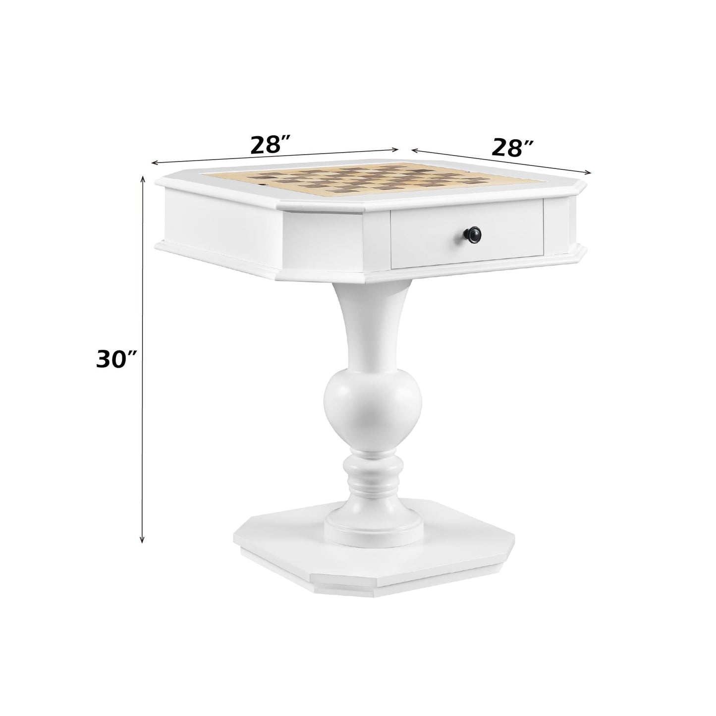 ComeWay Chess Table, Reversible Chess Checker Game Table with 2 Drawers for Family Entertainment Room, 3-in-1 Square Game Tray for Chess Checker Backgammon, White