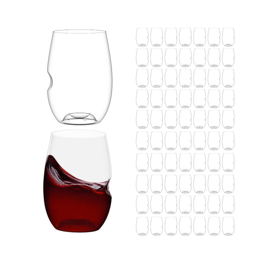 govino Unbreakable Stemless Wine Glass – Set of 72, 16oz, Dishwasher Safe, BPA-free Tritan, Clear Stemless Red Wine Glasses, Shatterproof for Indoor, Outdoor, Everyday Use. Reusable, Made in the USA