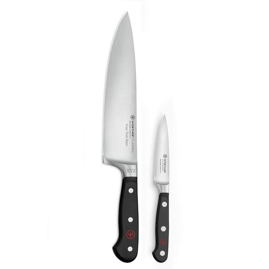 Wüsthof Classic 2-Piece Chef's Knife Set, Black - Custom Engraved