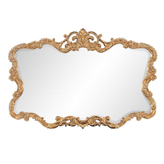 Howard Elliott Collection Antiqued Talida Gold Ornate Mirror for Wall, Large Focal Point Rectangular Bedroom Living Room & Vanity Wall Mounted Mirror in Resin Frame, Gold Leaf, 27 x 38 Inch