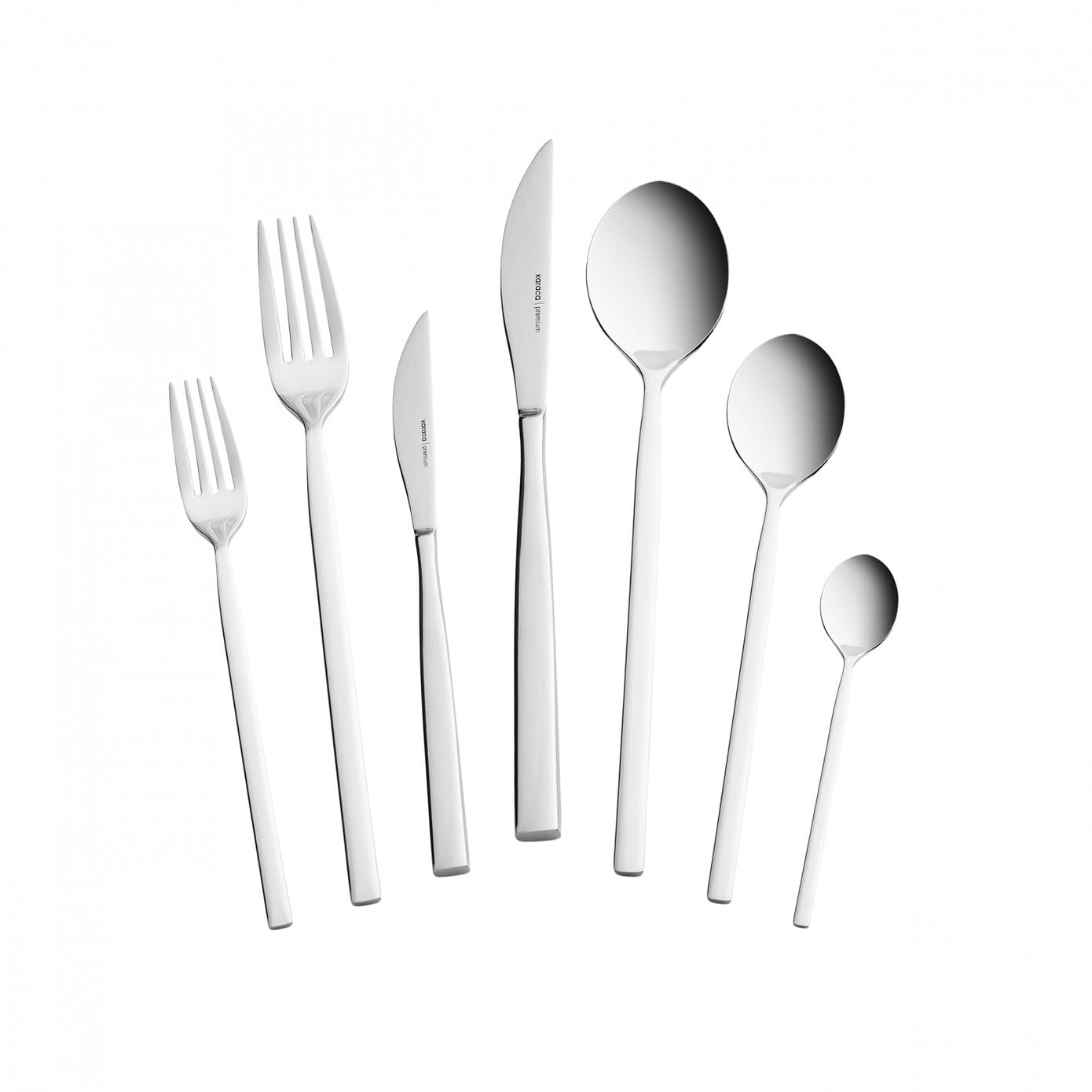 Karaca Carmelo 91 Piece Cutlery Set for 12 People – 18/10 Stainless Steel Flatware Set, Platinum Finish, Luxury Dinner Cutlery with Serving Utensils