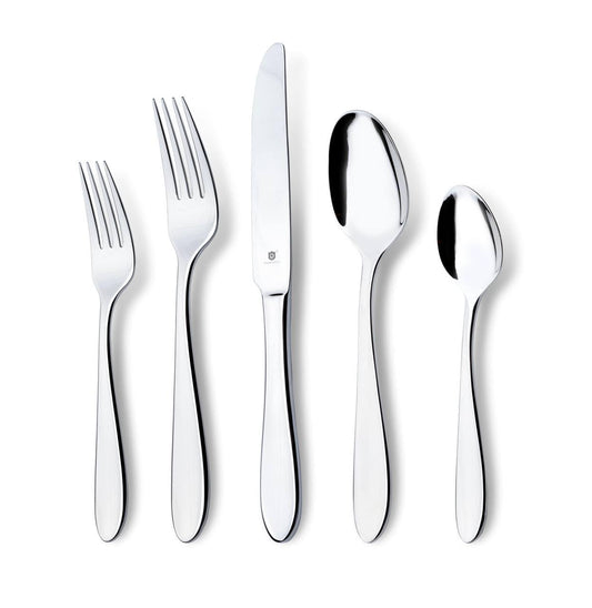 Danialli Modern Silverware Set, 18/10 Stainless Steel Flatware, Mirror Finish, Dishwasher Safe, Elegant Cutlery for Home and Dining, Built to Last (60-Piece, Razzoli)