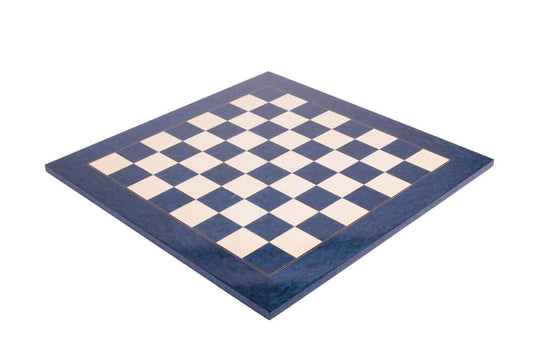 The House of Staunton Standard Traditional Chess Board - 2.25" (Blue Erable & Bird's Eye Maple - Gloss Finish)