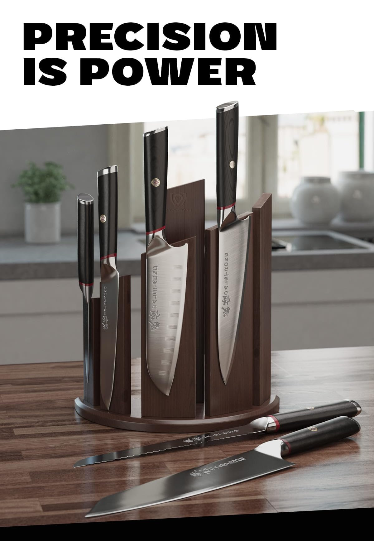 Dalstrong Knife Block Set -6pc- Magnetic Knife Stand-Phantom Series-Japanese High-Carbon AUS8 Steel-Knife Kitchen Set-Pakkawood Handle-Men's Valentines Gift