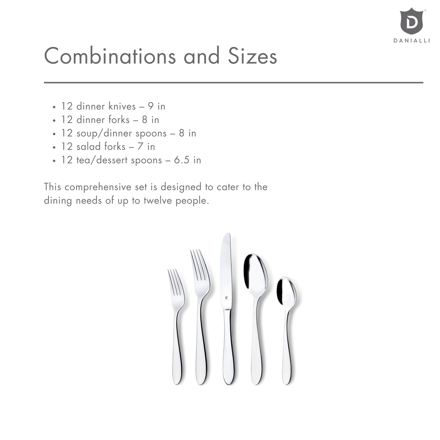 Danialli Modern Silverware Set, 18/10 Stainless Steel Flatware, Mirror Finish, Dishwasher Safe, Elegant Cutlery for Home and Dining, Built to Last (60-Piece, Razzoli)