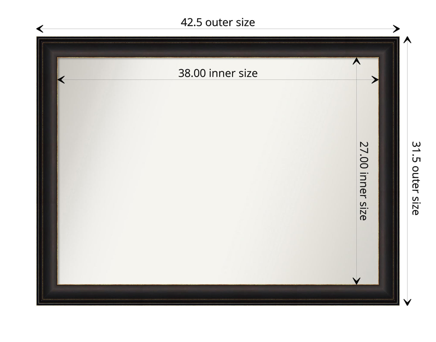 Amanti Art Bronze Wall Mirror 32x43 Trio Oil Rubbed Bronze Rectangle Bathroom Mirror for Wall Decor Living Room, X-Large Traditional Frame, Hangs Horizonally and Vertically, Bathroom Decor,