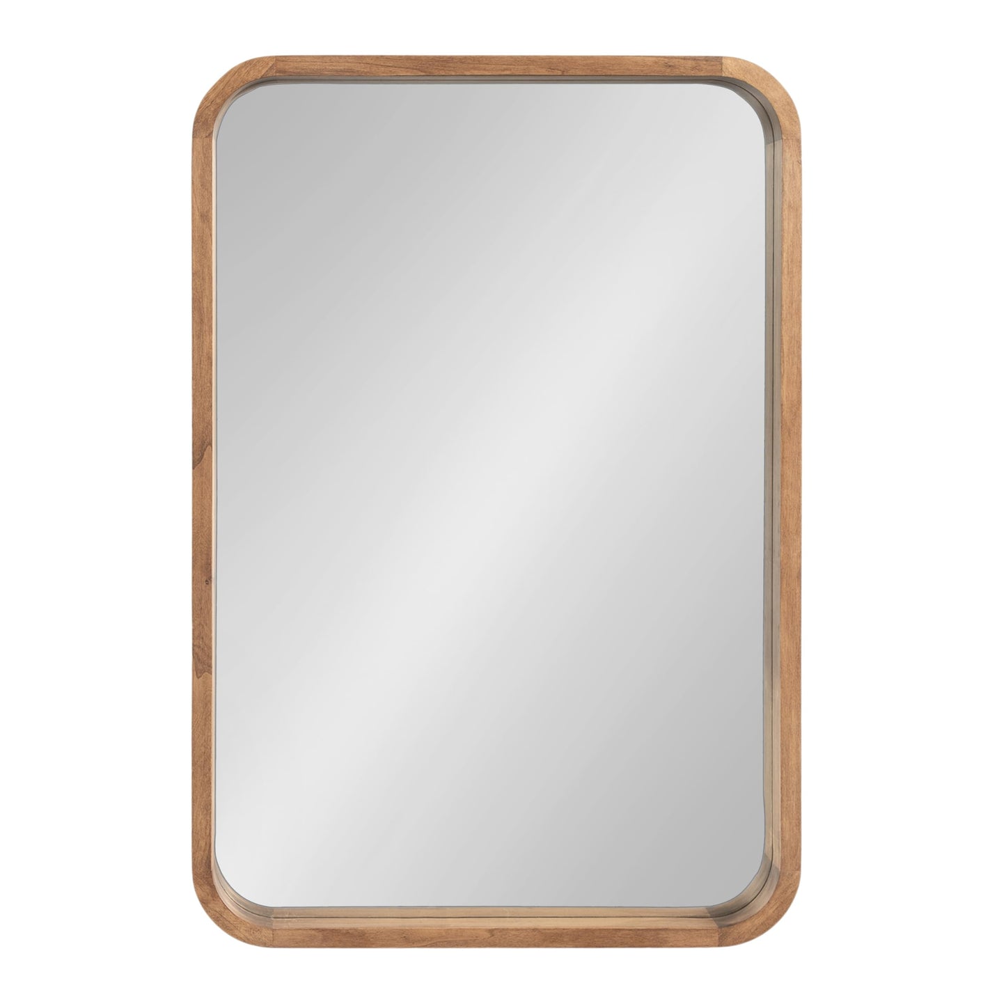Kate and Laurel Hutton Modern Rounded Rectangle Wall Mirror; 24 x 36; Natural Rustic; Decorative Farmhouse Rectangular Wall Decor for Bathroom Mirror for Over Sink