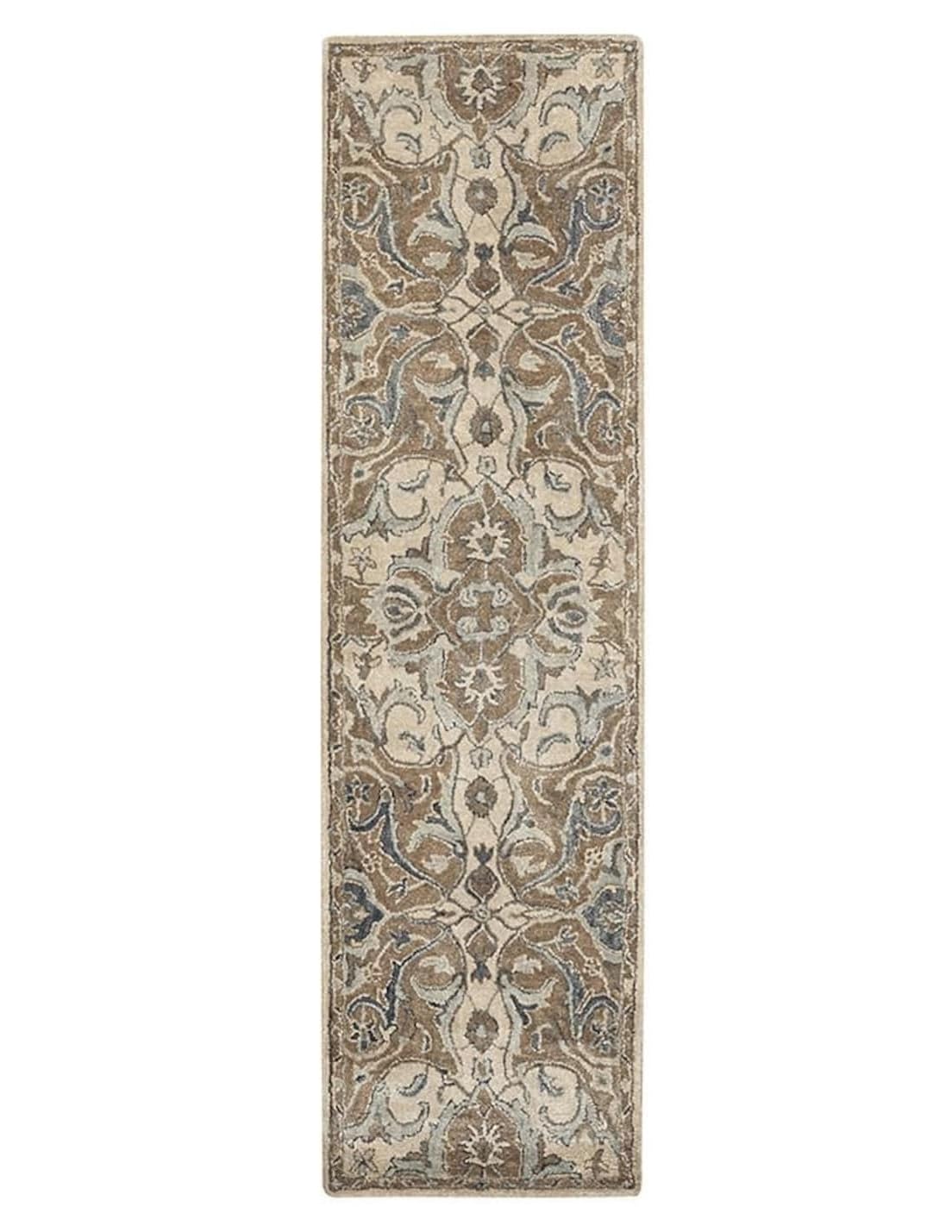PB Nolan Natural Traditional Oriental Style Handmade Tufted 100% Woolen Area Rugs & Carpet Living Room Bedroom (2'6"x9' feet Runner)