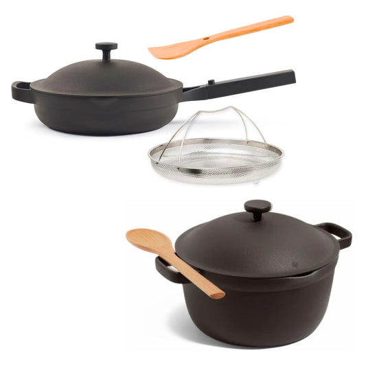 Our Place Cookware Duo | 7-Piece Ceramic Cookware Set with 10.5" Always Pan 2.0, 5.5 Qt Perfect Pot & Strainer Basket | Induction & Oven Safe up to 450°F | Nonstick, Non-Toxic Cookware | Char