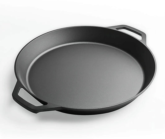 LI-GELISI 26-inch cast iron frying pan with double auxiliary handles, nitrogen-treated for rust resistance, suitable for stoves/grills/campfires, heavy-duty frying pan for outdoor cooking