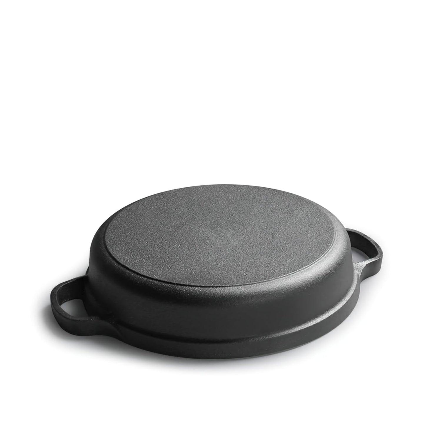 LI-GELISI Deepened flat-bottom cast iron frying pan, double-handle thickened uncoated old-fashioned iron pot, pancake and steak frying household multi-purpose large iron pot (25 inch)