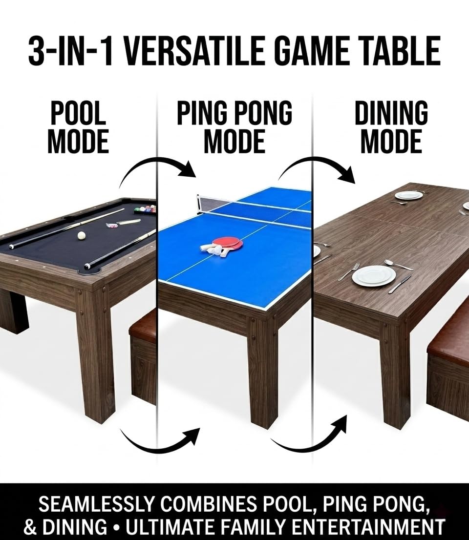 ComeWay Board Game Table with Rotating Cup Holders for 6 Players, Hexagon Gaming and Dining Table with Removable Table Top & Non-Slip Play Mat, Multifunctional Table with for DND/Poker/Card Games