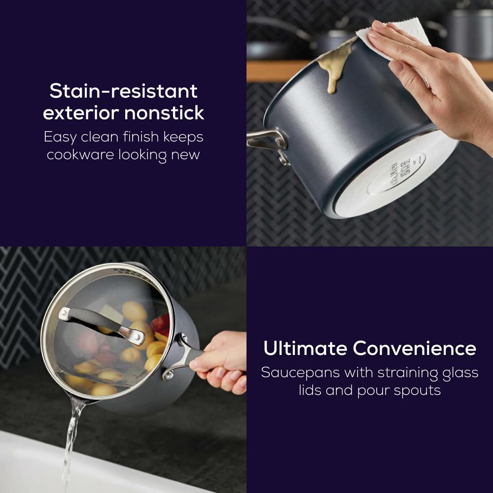 Circulon A1 Series with ScratchDefense Nonstick Induction Pots and Pans Cookware Set, Induction Cookware, Kitchen Essentials, 9-Piece, Graphite
