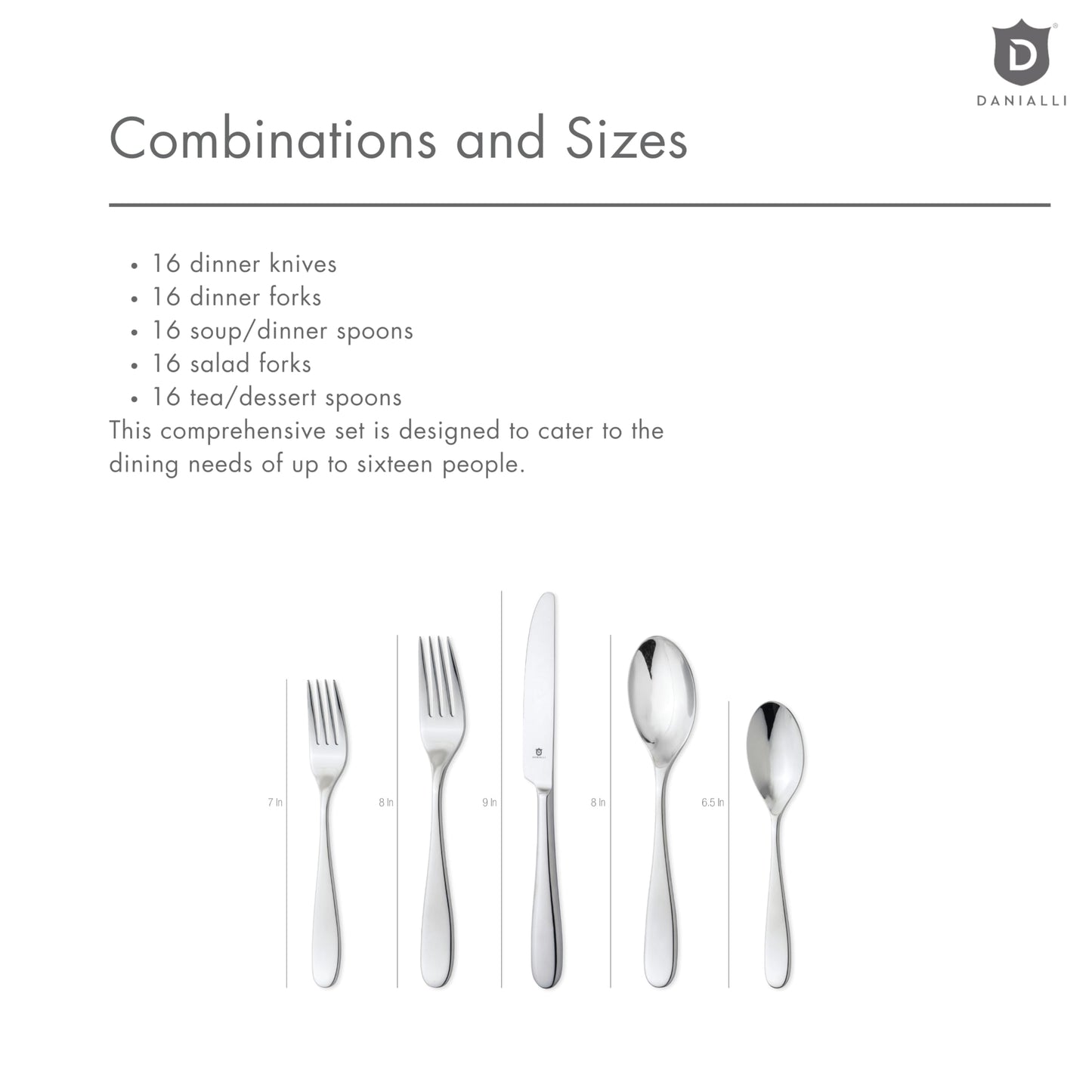 Danialli Silverware Set for 16 – 18/10 Stainless Steel Flatware, Mirror Finish, Dishwasher Safe, Durable and Elegant, Rust Resistant, Perfect for Entertaining (80-Piece Set, Fidenza)