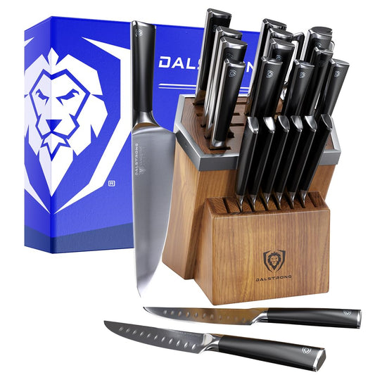 Dalstrong 24-Piece Knife Block Set — Forged German Steel (9–11° Hand-Sharpened Edge), Kiritsuke, Carving, Steak Knives — Vanquish Series For Serious Entertainers, Dinner Parties & Holiday Kitchens