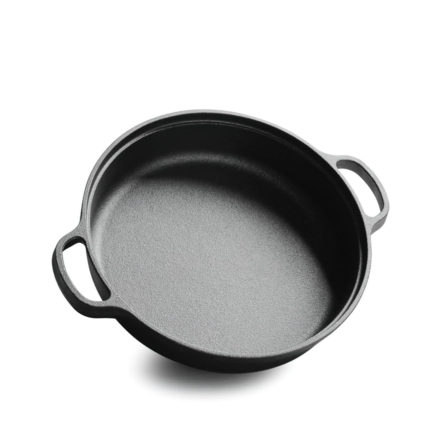 LI-GELISI Deepened flat-bottom cast iron frying pan, double-handle thickened uncoated old-fashioned iron pot, pancake and steak frying household multi-purpose large iron pot(24 inch)