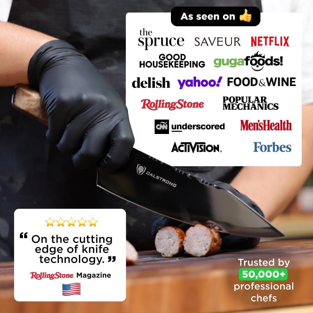 Dalstrong 2 Piece Set - Chef Knife 8 inch - Paring Knife 8 inch - Valhalla Series - Ravenstone Black Blade Titanium Coated - Premium 9CR18MOV HC Steel - Resin & Wood Handle - Leather Sheath