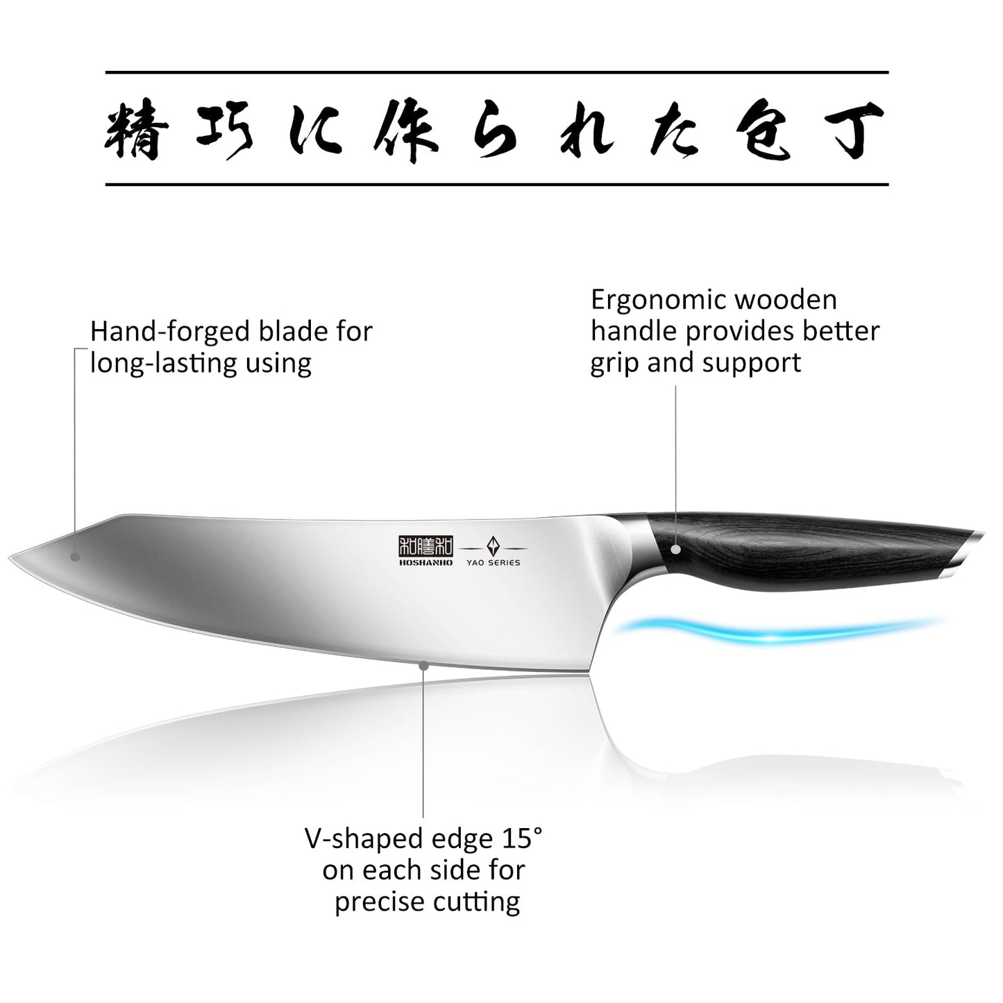 HOSHANHO 16-Piece Kitchen Knife Set with Block, Powder Steel High Carbon Steel Knife Block Set, Ultra Sharp Professional Chef Knife Set with Sharpener