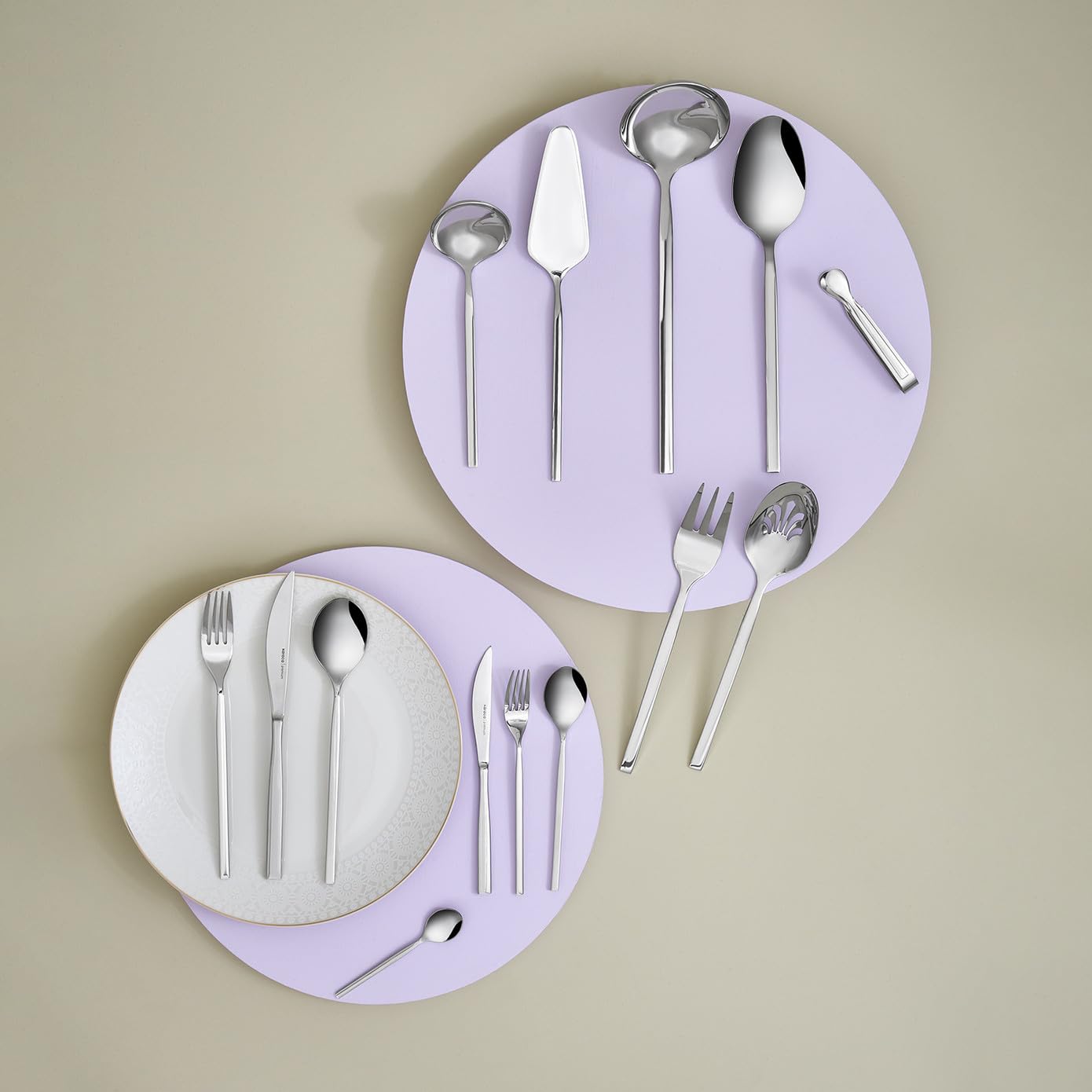 Karaca Carmelo 91 Piece Cutlery Set for 12 People – 18/10 Stainless Steel Flatware Set, Platinum Finish, Luxury Dinner Cutlery with Serving Utensils
