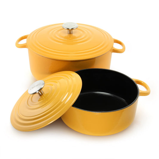 Chantal Cast Iron Dutch Oven Set, 3 and 7 qt, US Formulated Premium Enamel, Marigold